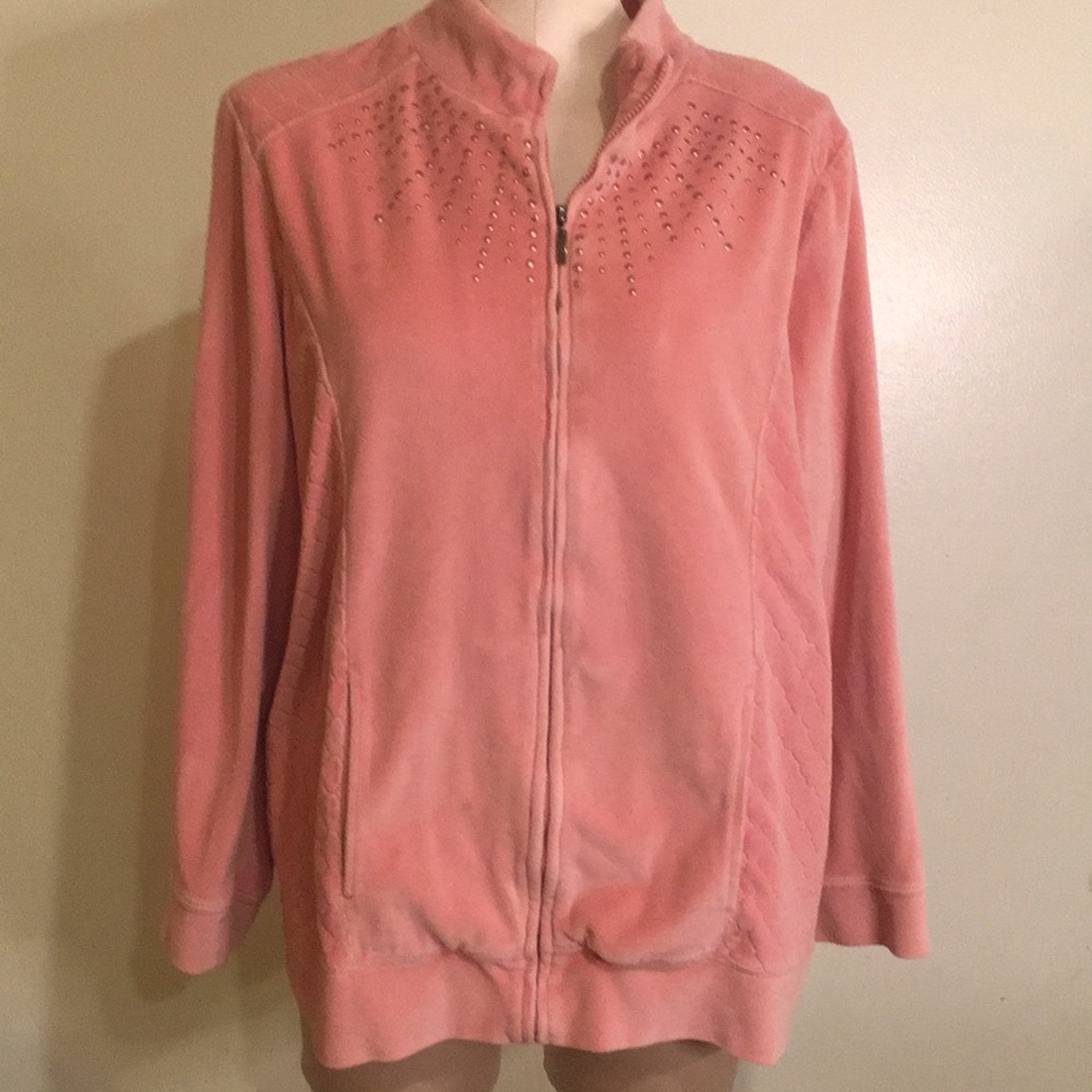 Alfred Dunner Women’s Zip-Front Jacket Size 16 PreLoved Dusty rose Color & Studs